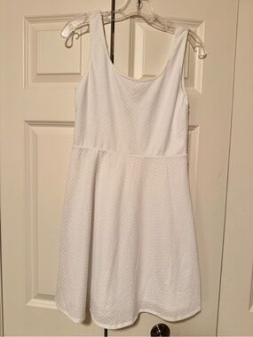Target Mossimo White Textured Sleeveless A-Line Dress Lined